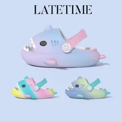 Shevalues Colorful Children's Shark Slippers Fashion Baby Cartoon Slippers Girls Boys Home Non-slip Sandals Outdoor Beach Slides