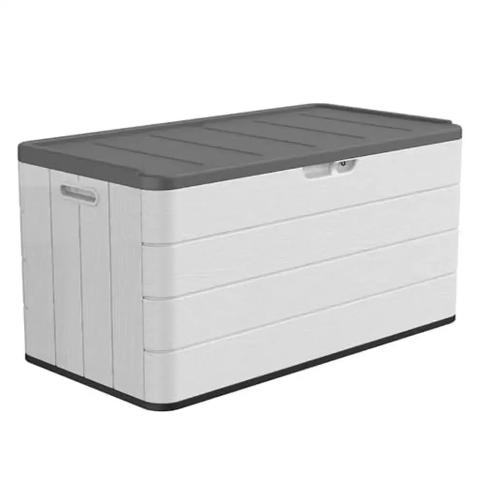 

Large Lockable Outdoor Garden Storage Box Waterproof Resin Storage Bench Garden Tools 110 Gallons Capacity Elegant Design