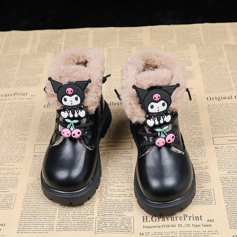 Sweet Kuromi Kawaii Sanrio Ins Anime Cotton Board Boots Cute Cartoon Pendant Plus Fleece Cotton Shoes Lovely Gifts for Girls