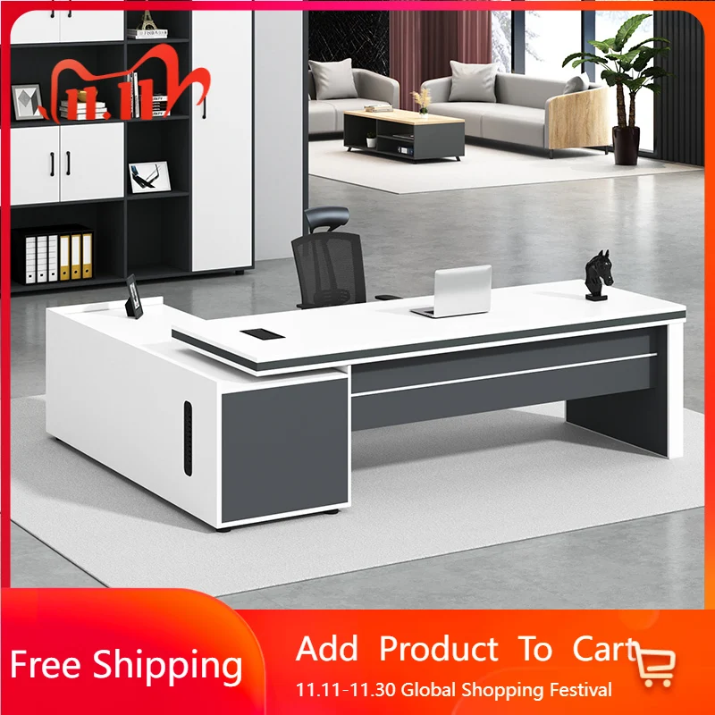 

Lshaped Computer Office Desk Modern White Gaming Study Office Desk Aesthetic Minimalist Escritorio Oficina Commercial Furniture