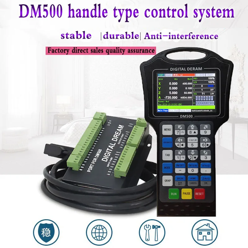 DM500 3/4-axis hand-held CNC motion system with suspension controller 500 KHz G code CAD / CAM supports USB flash drive