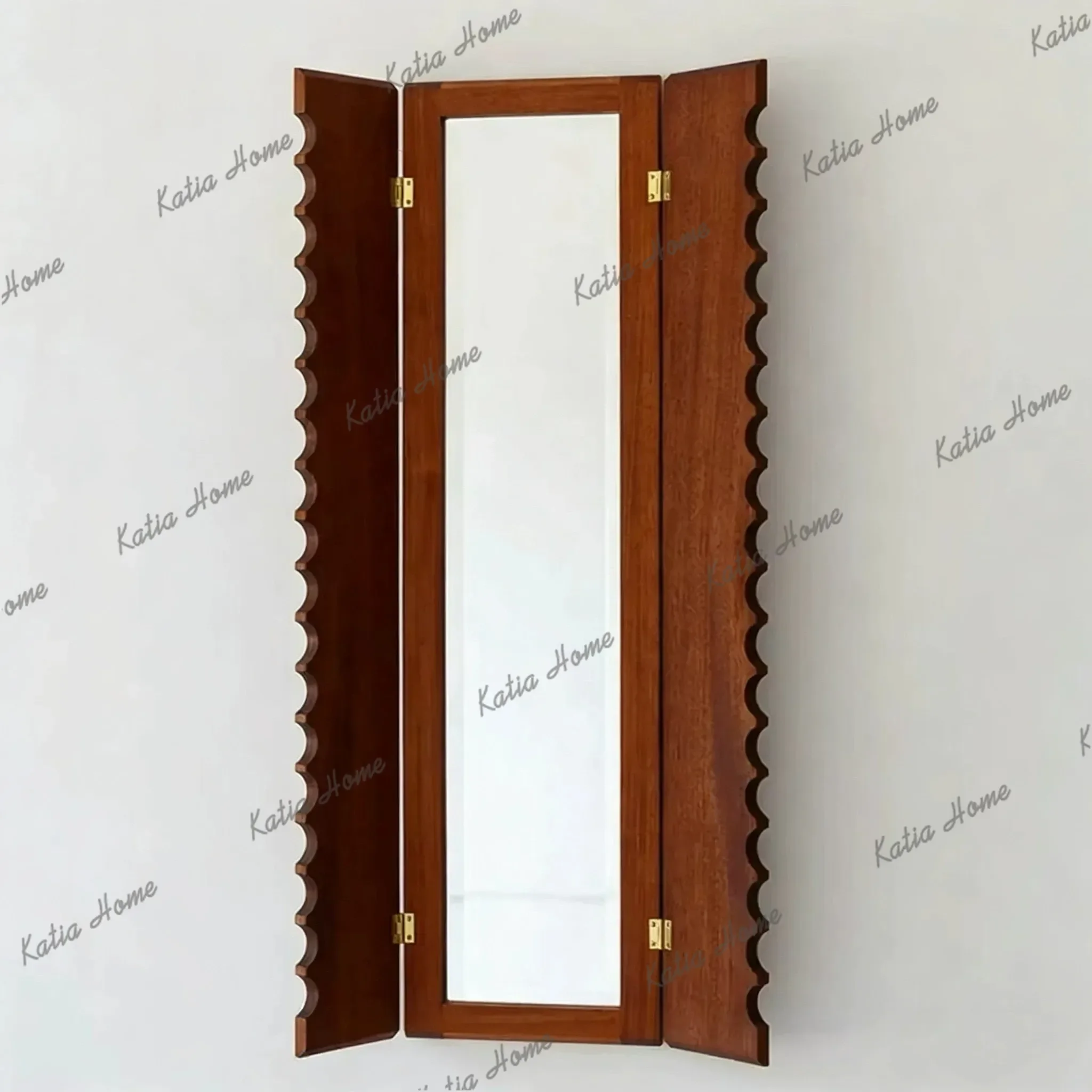 Mid-Century Foldable Makeup Mirror,LED Lighted Irregular Decor Mirror,Vanity Mirror Bathroom,Bedroom, Show Flat&Homestay Display
