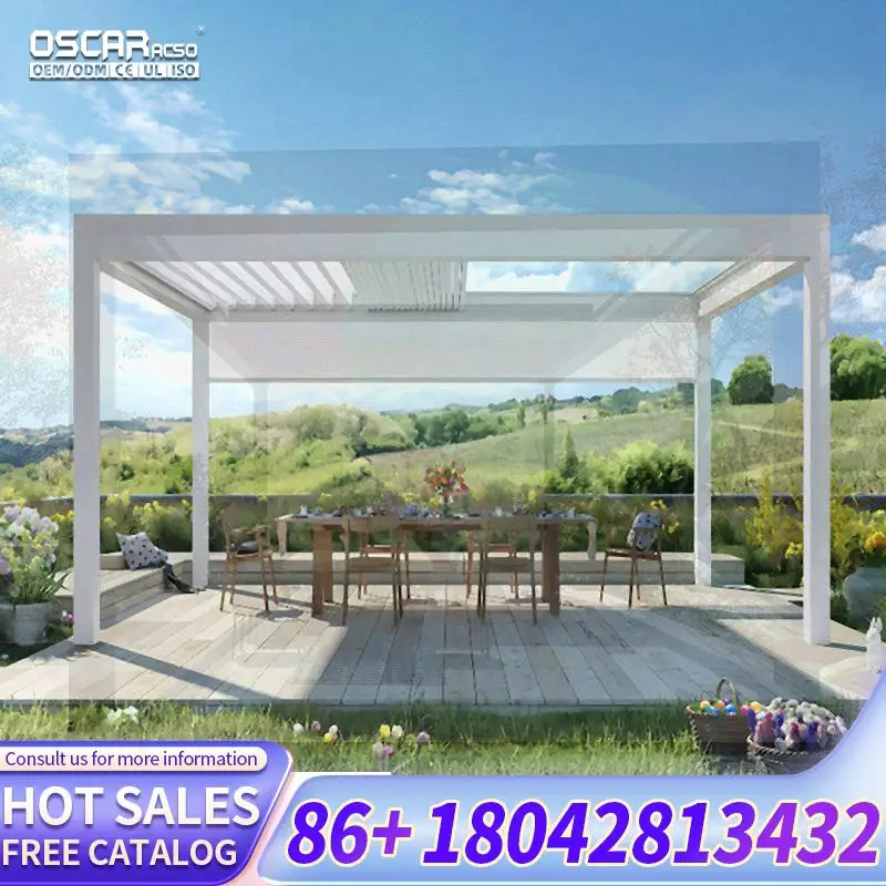 

Outdoor Louvered Roof Luxury Modern RGB Lighting Pergola Max 6ft Width 8ft Length for Garden Patio Backyard pergola
