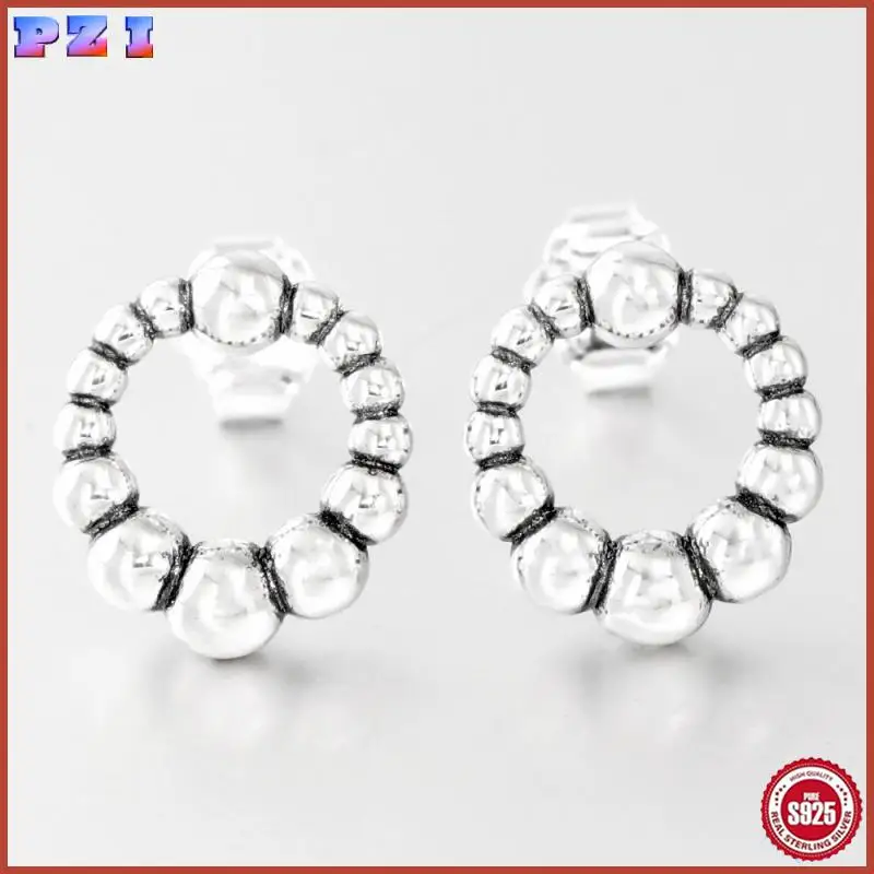 

2025 Original Authentic 925 Sterling Silver Valentine's Day Shiny Inlaid Circle Earrings Women Fashion Jewelry Gift ﻿