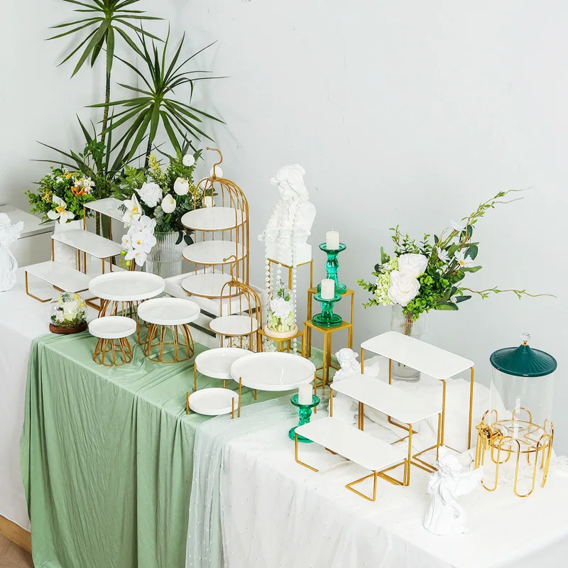 Light Luxury Ceramic Dessert Table Display Rack Cake Dim Sum Tray Pastry First Birthday Party Baby Banquet Ornament