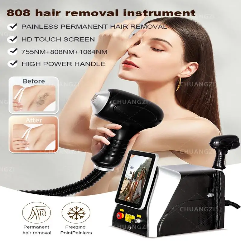 Newst 808 Diode Laser Hair Removal Machine Triple Wavelength Painless Permanent Portable 808nm 755nm 1064nm