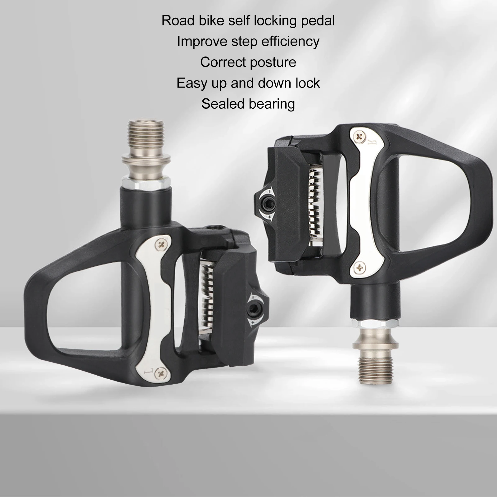 

Road Bike Pedals with SPD System Adjustable Tension Chrome Moly Axle Efficient Self Locking Bicycle Pedals