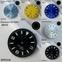 28.5mm dial sun pattern 369 nail polish explorer for NH35 watch parts men's watch improvement