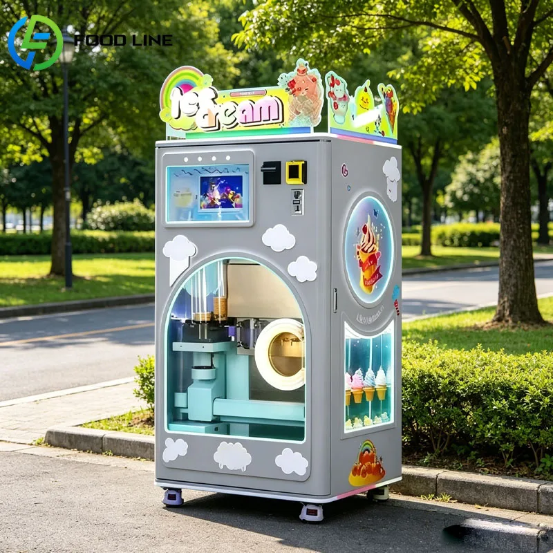 Automatic Ice Cream Vending Machine Soft Serve Frozen Ice Cream Maker Slush Machine Smart LED Touch Screen Customized