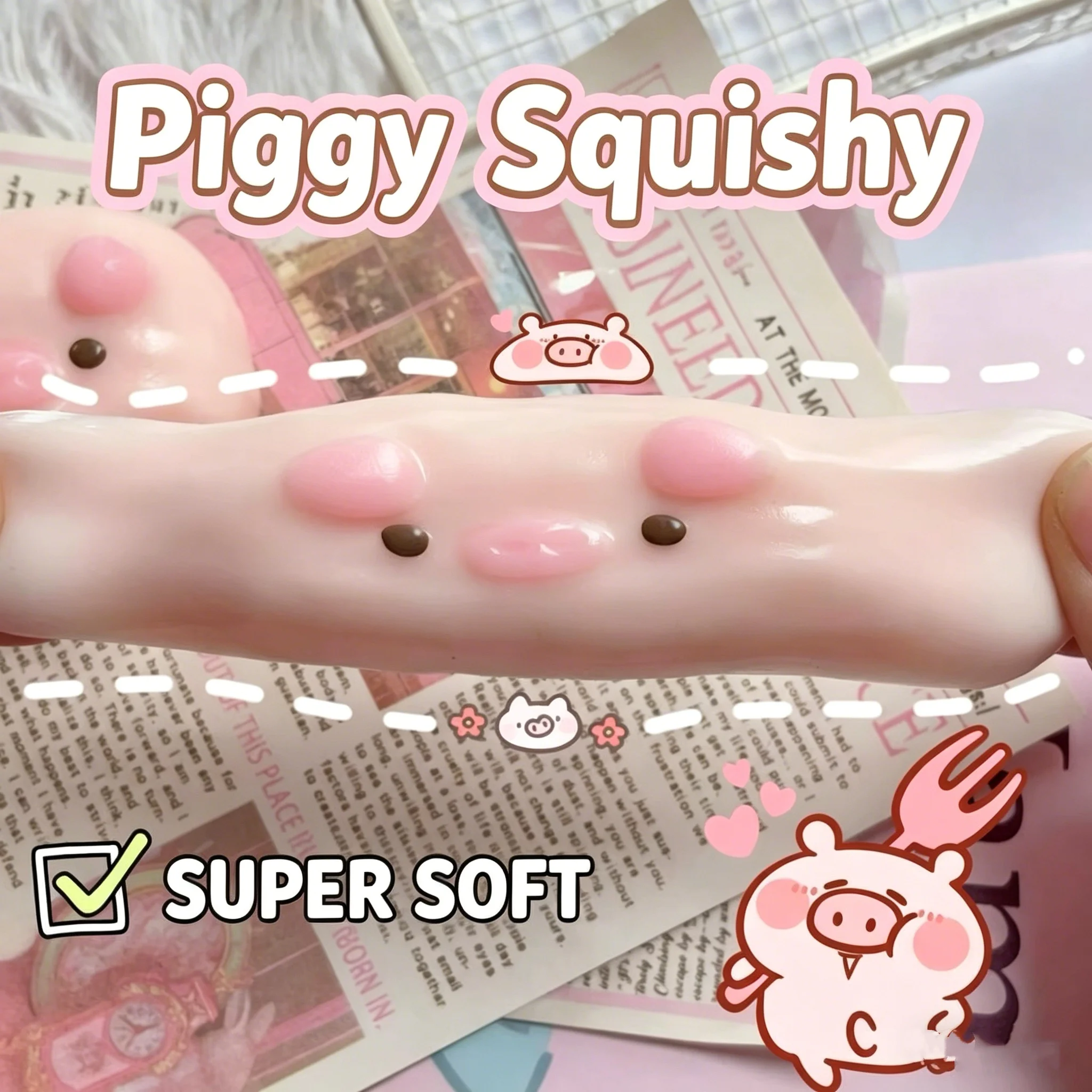 Juguete Sensorial Antiestrés de Cerdo Rosa Adorable, Blandito y Pegajoso de Levantamiento Lento, Regalo Creativo para Adultos y Niños, Uso Diario en el Hogar