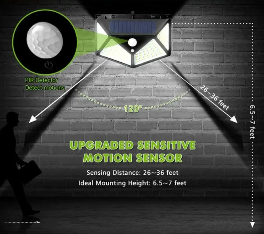 1/2 PCS 100 LED Solar Smart Wall Light Motion Sensor 3 Mode Suitable for Garage Corridor Front Lighting