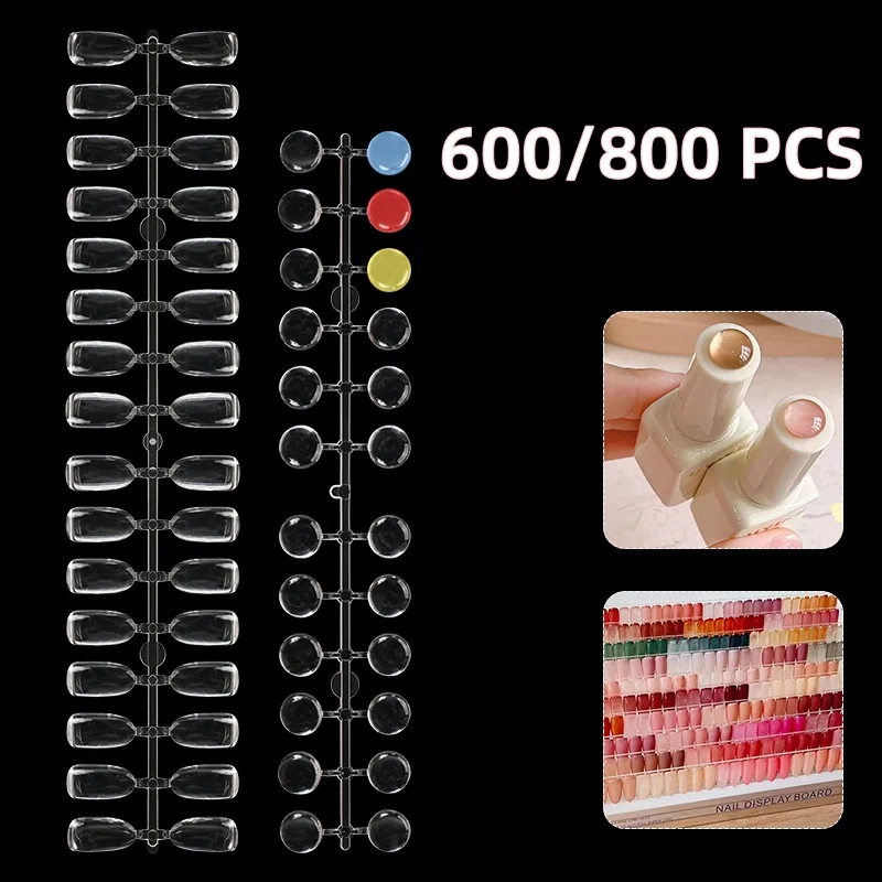 800/600PCS Nail Gel Polish Display Card Transparent False Nail Tips Color Chart Nail Art Display Tips Nail Swatch Display Stand