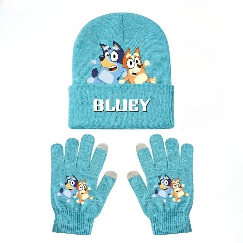 Oferta Especial: Conjunto de Gorro y Guantes de Peluche de Bluey con Diseño Creativo de Dibujos Animados - Set de Dos Piezas Cálido con Estampado por Transferencia Térmica a Prueba de Frío