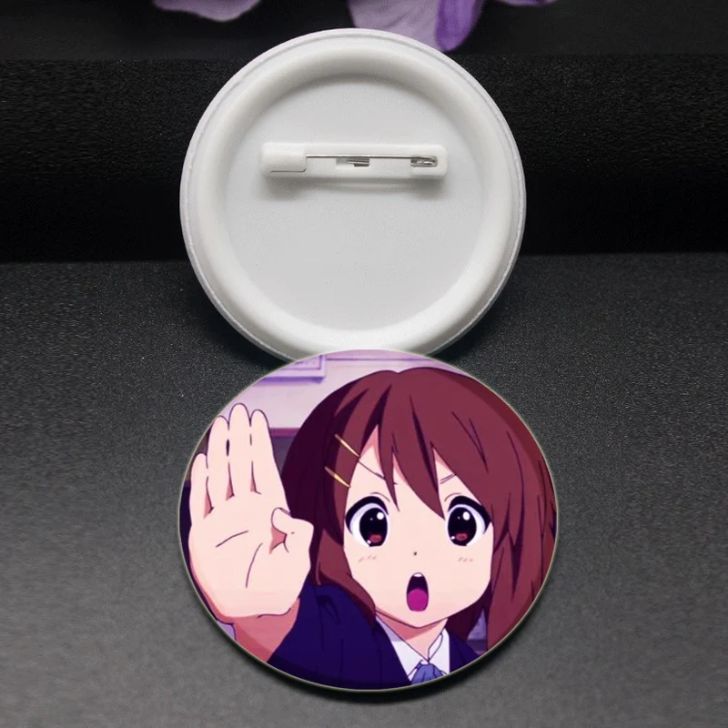Anime K-ON! Handmade Pins Round Cartoon Cute Snap-in Brooches for Backpack Cothes Accessories Anime Collection Badge Decoration