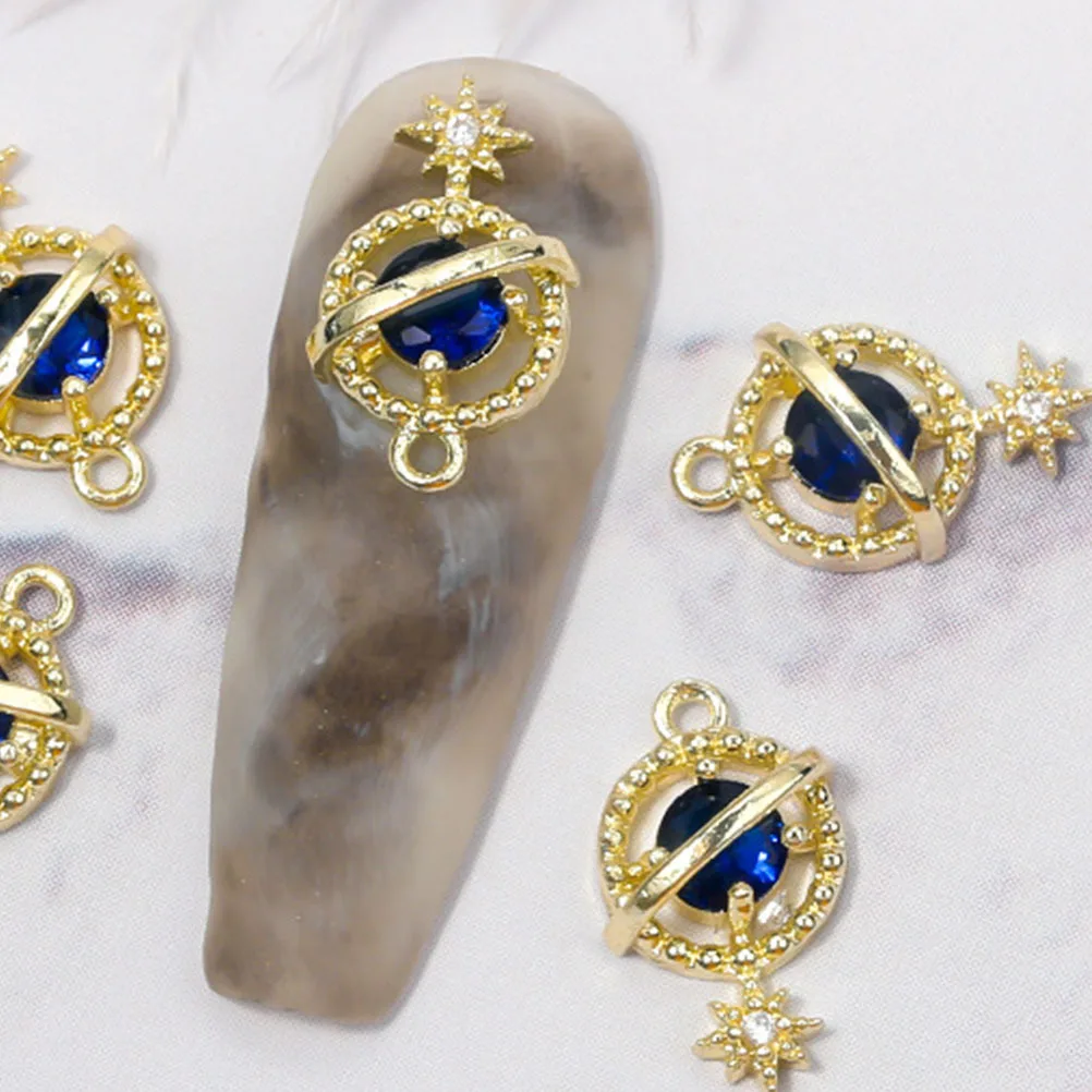 6 قطع مانيكير كوكب سحر الزركون مسمار ديكور أنيق DIY مسمار الفن الديكور مجموعة لنتائج مانيكير جميلة #3