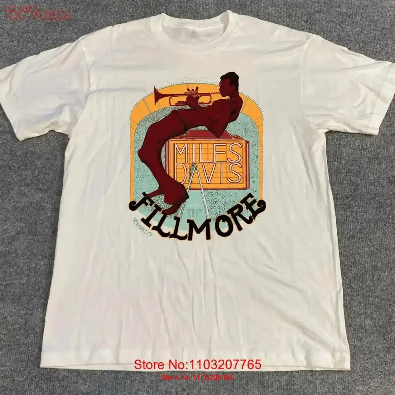 Miles Davis Fillmore Jazz White Cotton T Shirt BL2 498 vintage Washed Versatile streetwear Breathable Stretched graphic Casual