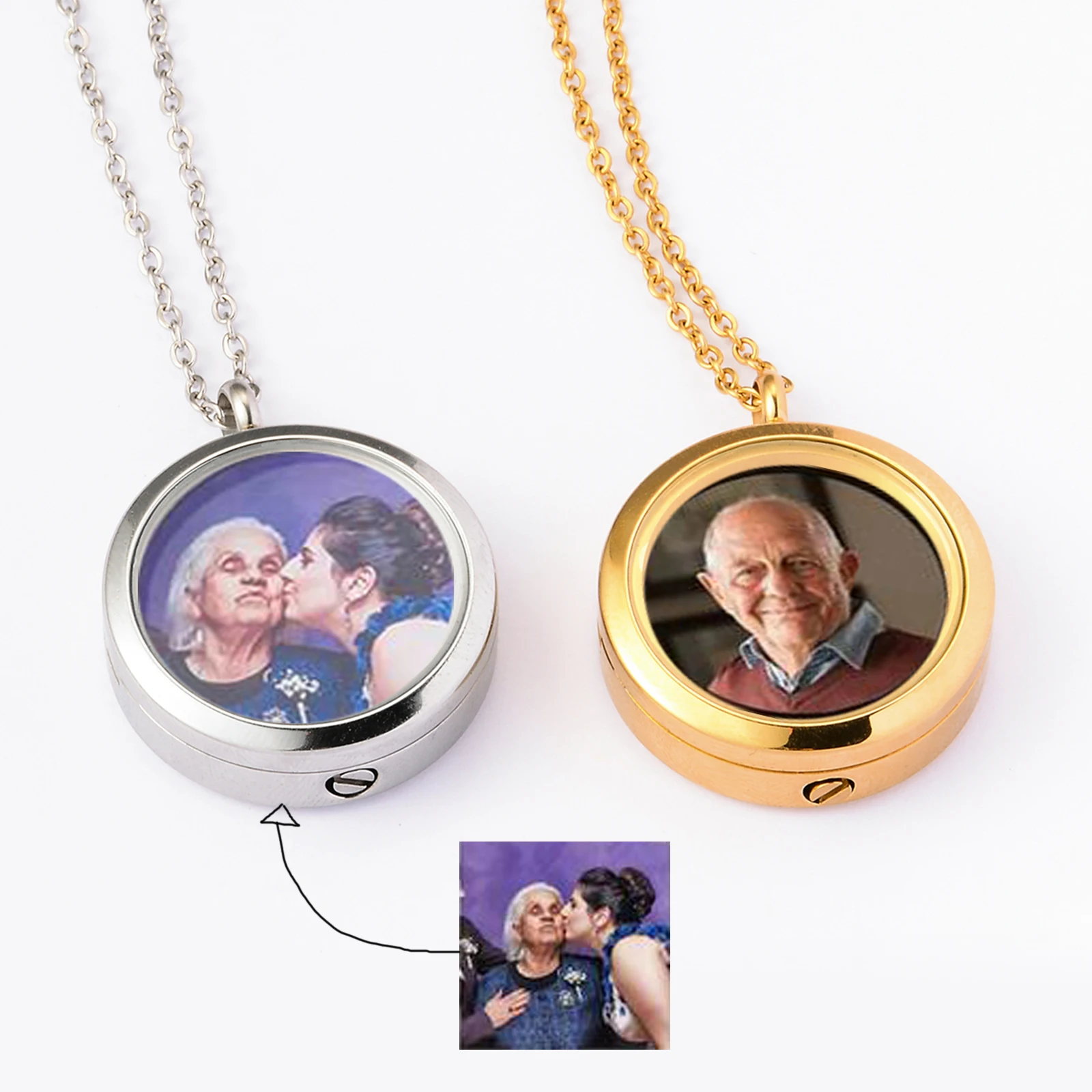 Personalized Customized Photo/Text Stainless Steel Urn Necklace Pendant for Ashes Cremation Memorial Urn Jewelry Keepsake Gifts