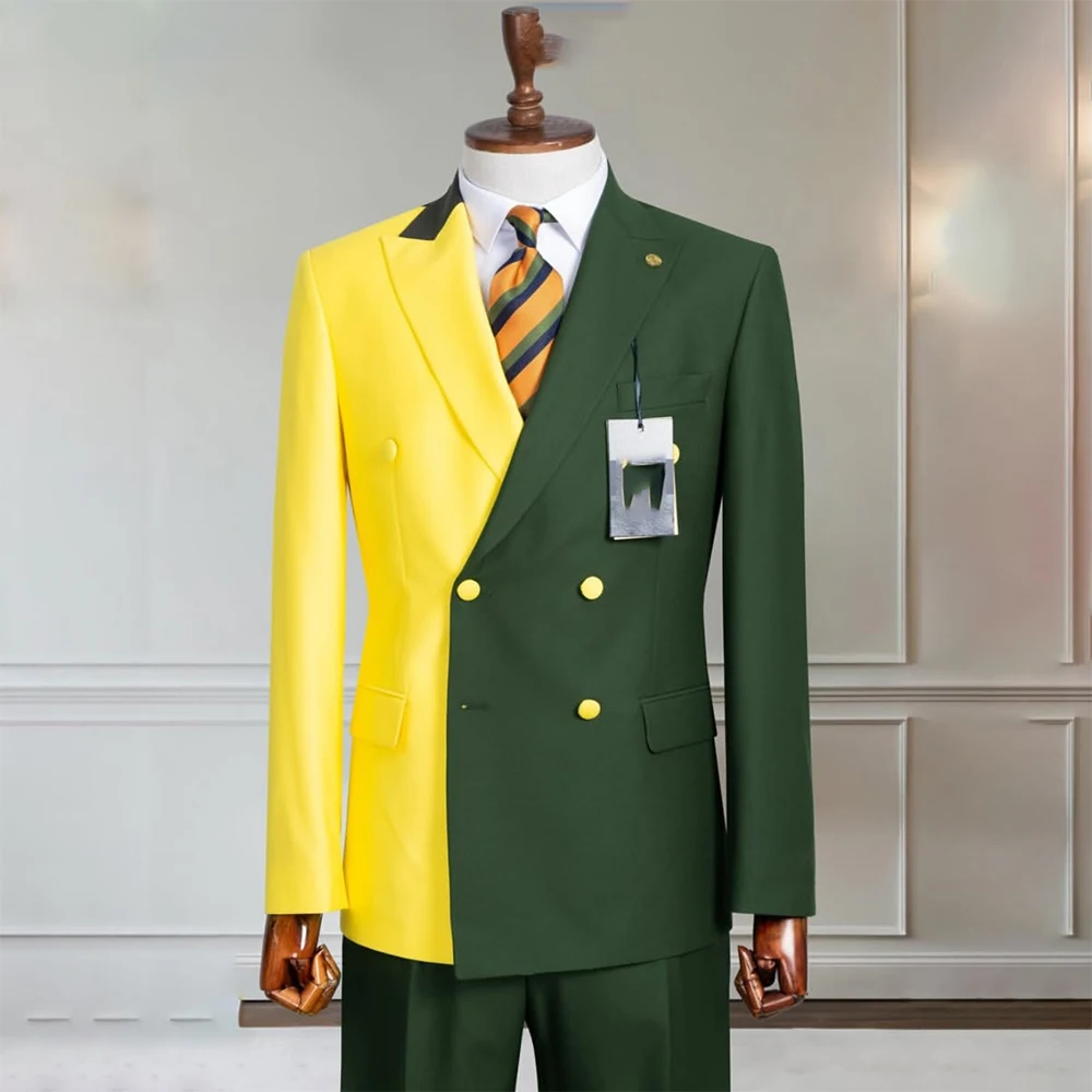 

Formal Double Breasted Men's Suits Customzied 2 Piece Jacket Pants Full Sets Elegant Prom Male Clothing Costume Homme
