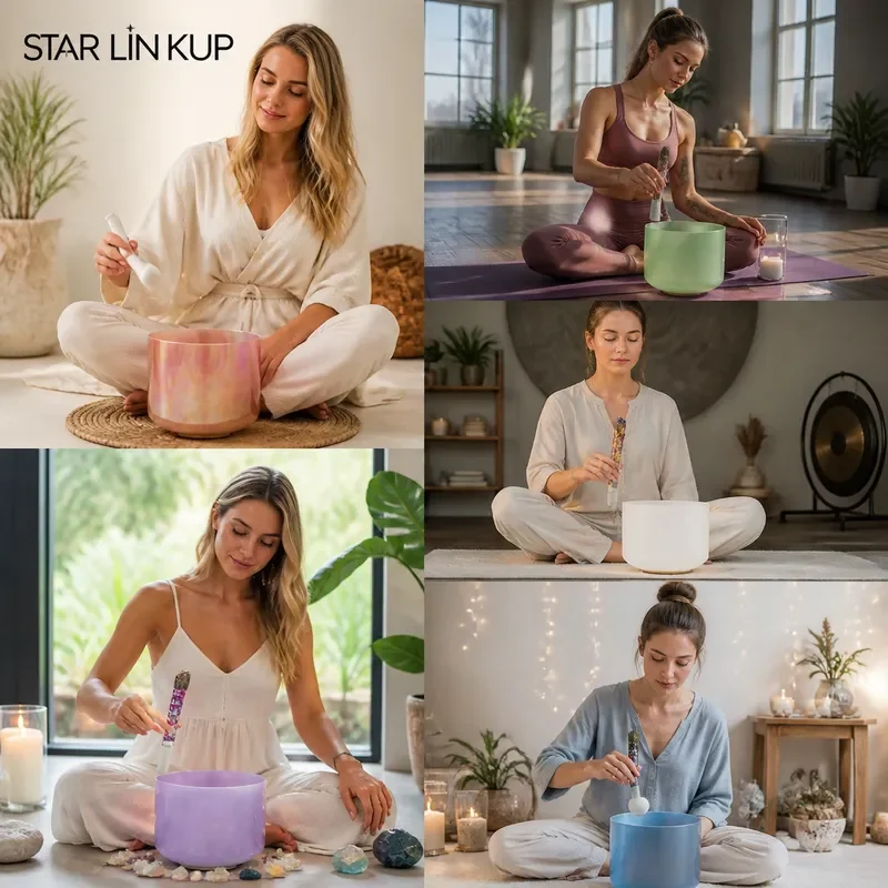 STAR LIN KUP 6.5 Inch D Note 432Hz Crystal Singing Bowl Perfect Pitch Sound Healing Meditation Yoga Chakra Balance Tool