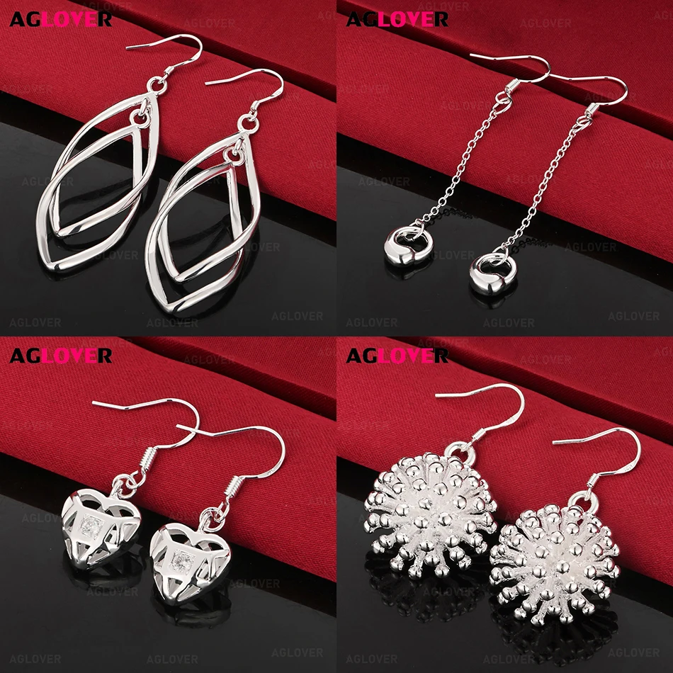 

AGLOVER 925 Sterling Silver Heart Hollow Zircon Earrings Women Cute Elegant Party Wedding Jewelry