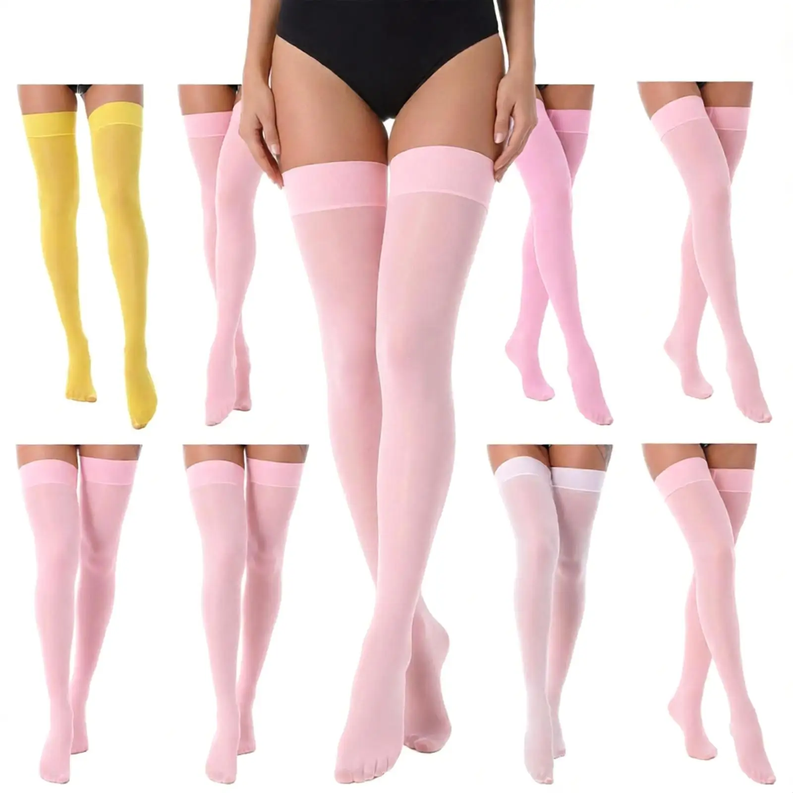 Women Oil Shiny Long Stockings Silk Ultra Thin Glossy See-through Stockings Shiny Elastic Sheer Thigh High Socks Exotic Hosiery