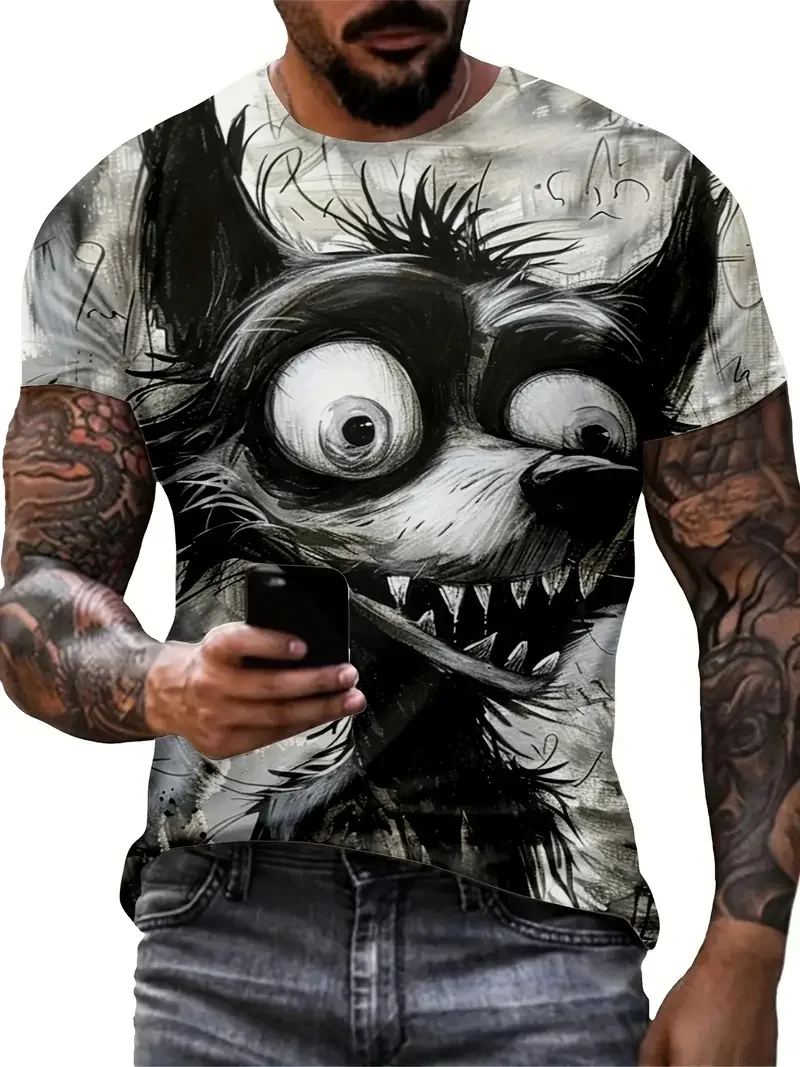 

Men's T Shirt Summer Casual Short Sleeve Funny Animal Pattern Print T-Shirts Crew Neck Pullover Fashion Male Oversized Clothing