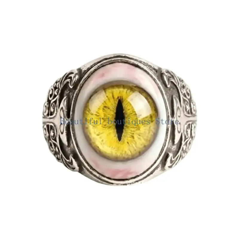 U4LF Eye Open Rings Retro Horror Jewelry For Gothic Lovers Unisex Halloween Party Accessory