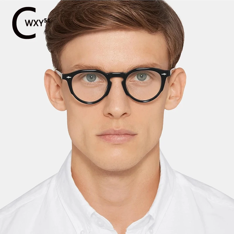 Acetate Fiber New Business Men's Eyeglasses Frame SHERI Tortoise-shell Hand Designer UV400 Women's Myopia Glasses Can Carve LOGO