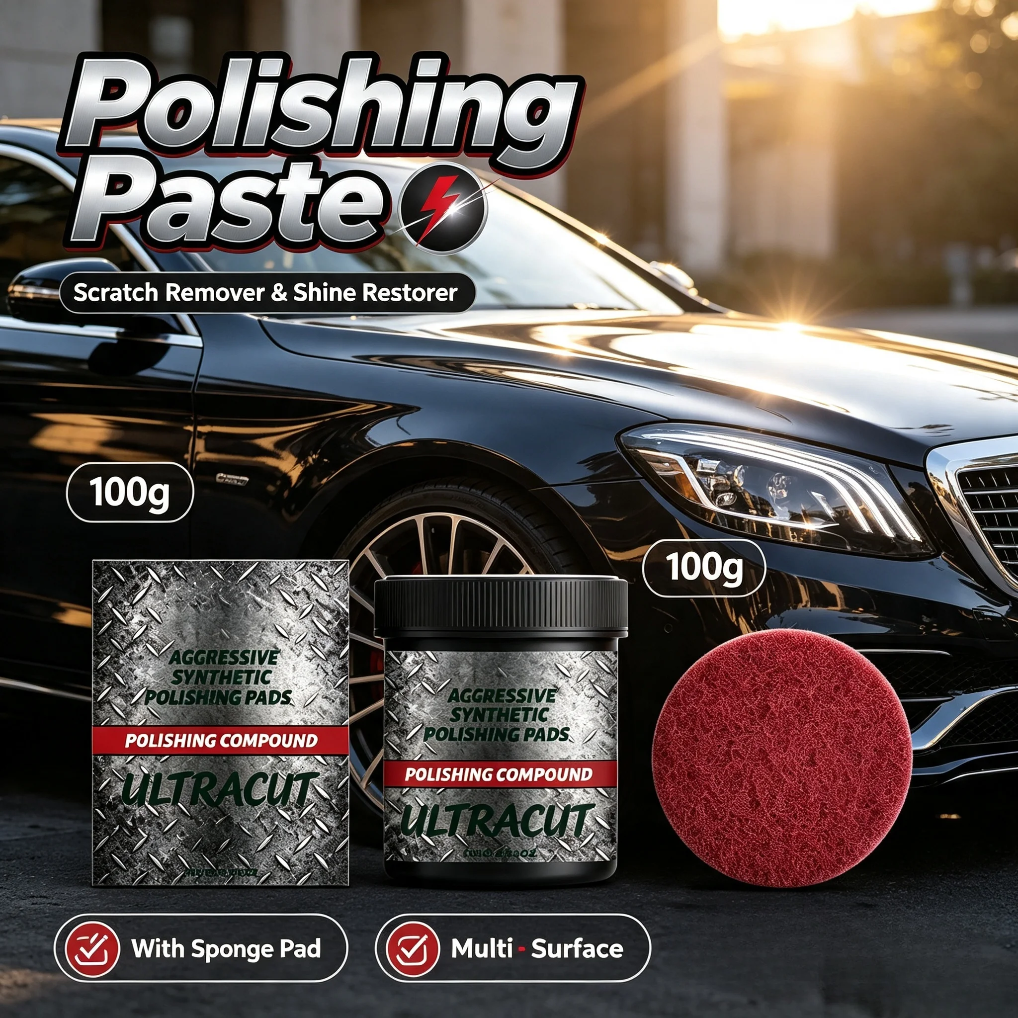 Metal Ceramic Stone Polishing Paste Pad Multi‑Surface Scratch Remover Fine Polishing Compound for Car Stainless Steel Care Tool