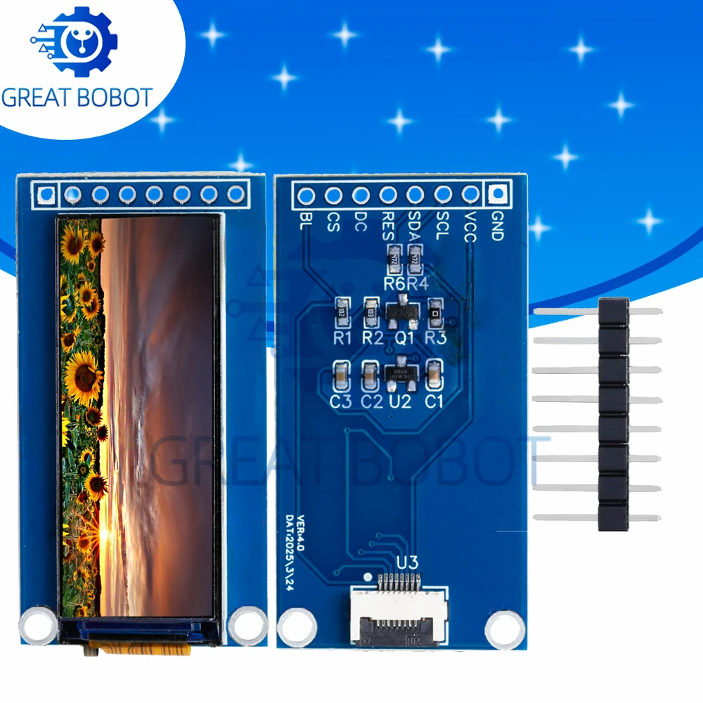 1.45 Inch TFT LCD Display Module (GC9107): 60×160 Small Full-View Screen – SPI Color Display for Arduino