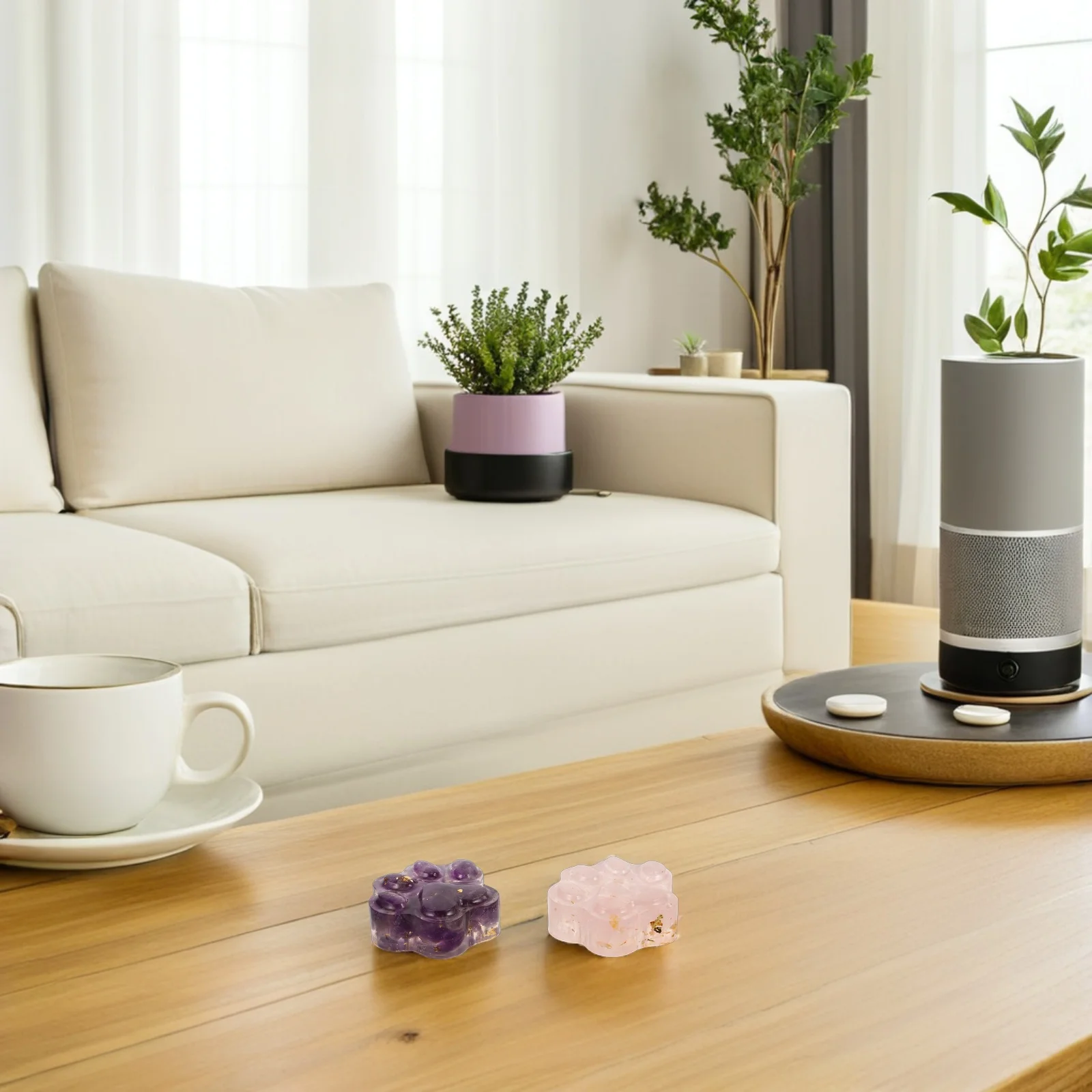 

2 Pcs Crystal Ornaments Tiny Figurines Gemstone Memorial Charms Pets Kitten Statue