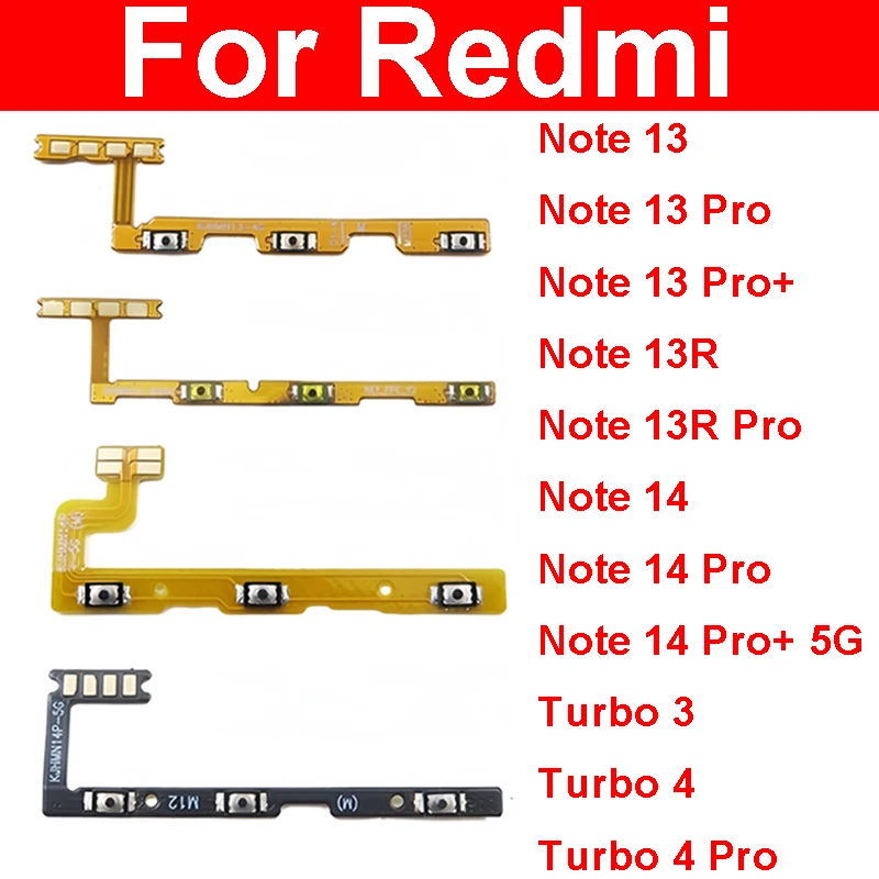 

Для Xiaomi Redmi Note 13 13R 14 Pro Plus 5G Turbo 3 4 Pro Гибкий кабель питания и громкости, переключатель боковой клавиши, звуковая гибкая лента, запасные части
