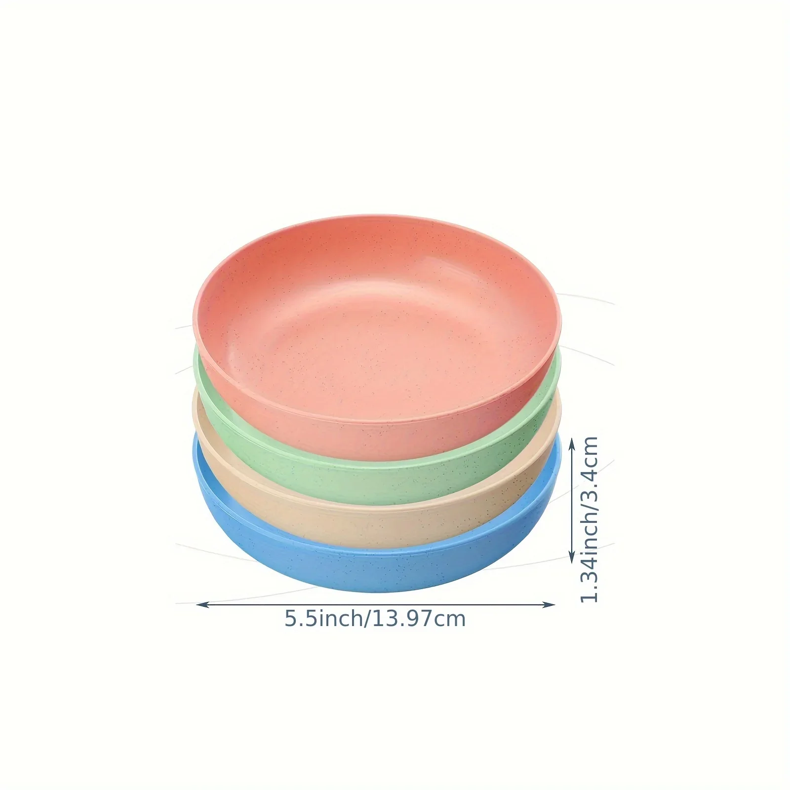 4pcs Cat Bowls 13.97 Cm Wide Shallow Pet Food & Water Dishes Plastic Non-Slip Colorful Feeding Plates for Small Cats Kittens