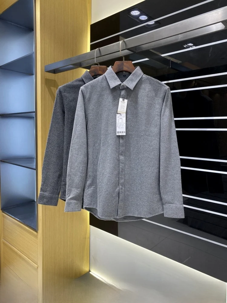 

High-End Wool Blend Long Sleeve Shirt Double-Sided Brushed Skin-Friendly Men's Business Casual Breathable Fashionable Shirt
