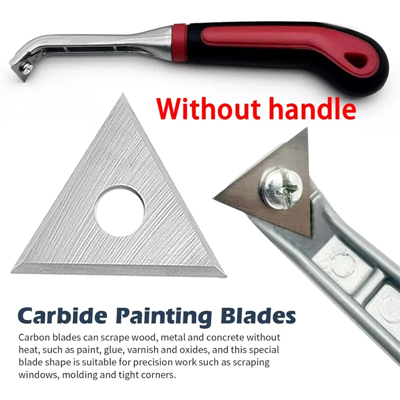 

AT19-Paint Scraper 1Inch Triangle 3Pcs Carbide Blades Double-Edged Reversible Replacement Blade