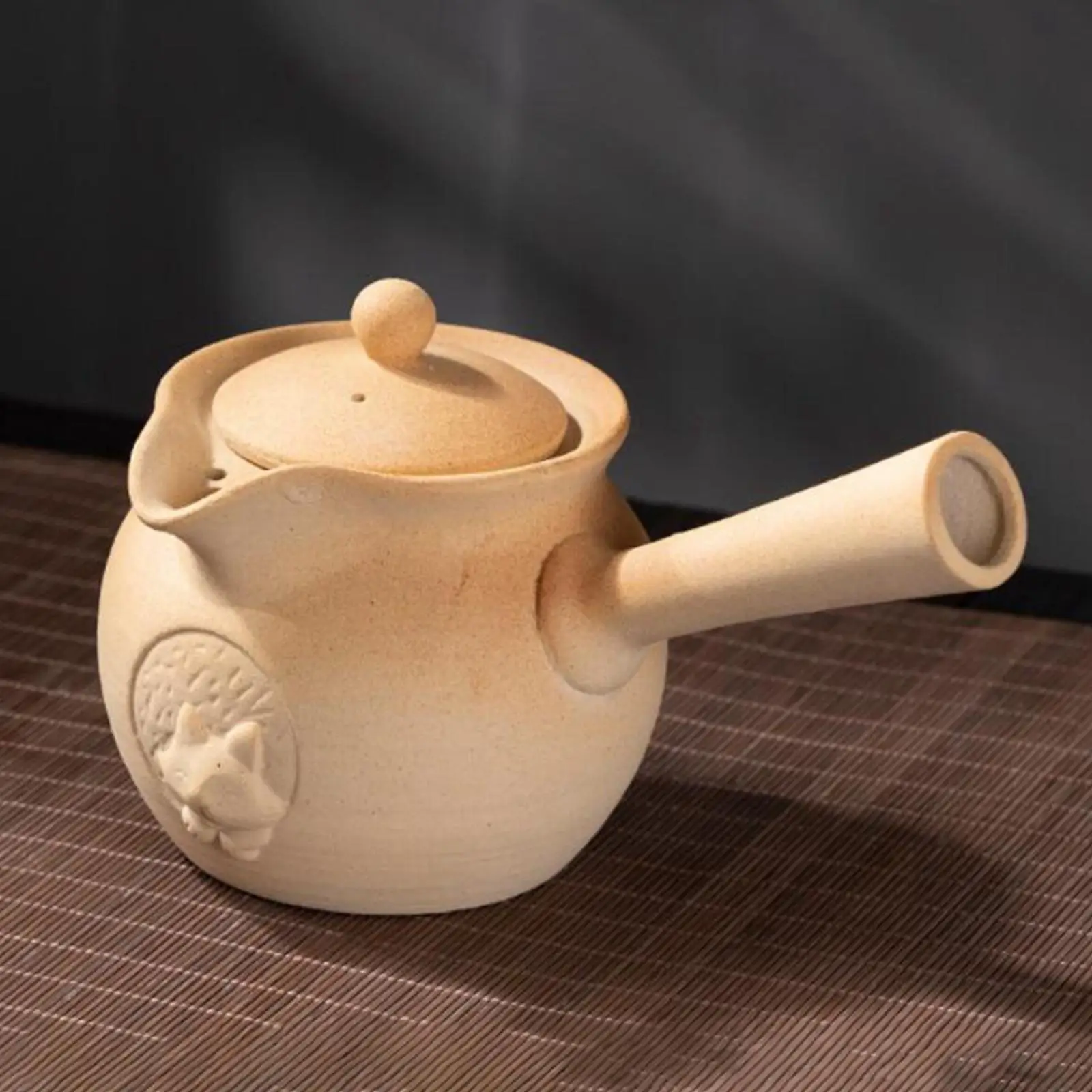 Ceramic Teapot with Side Handle Chinese Traditional for Boiling Hot Water Tea Maker Kettle for Household Hotel Hiking Outdoor