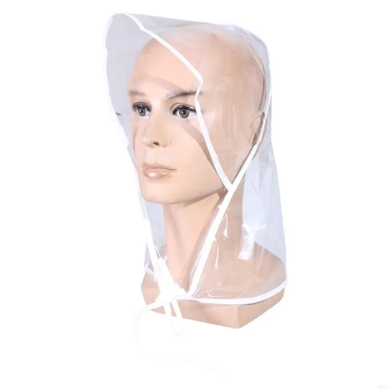 B95F قبعة المطر البلاستيكية العملية للطقس الممطر ارتداء غطاء المطر مقاوم للماء غطاء المطر مقاوم للماء مع أقنعة كاملة