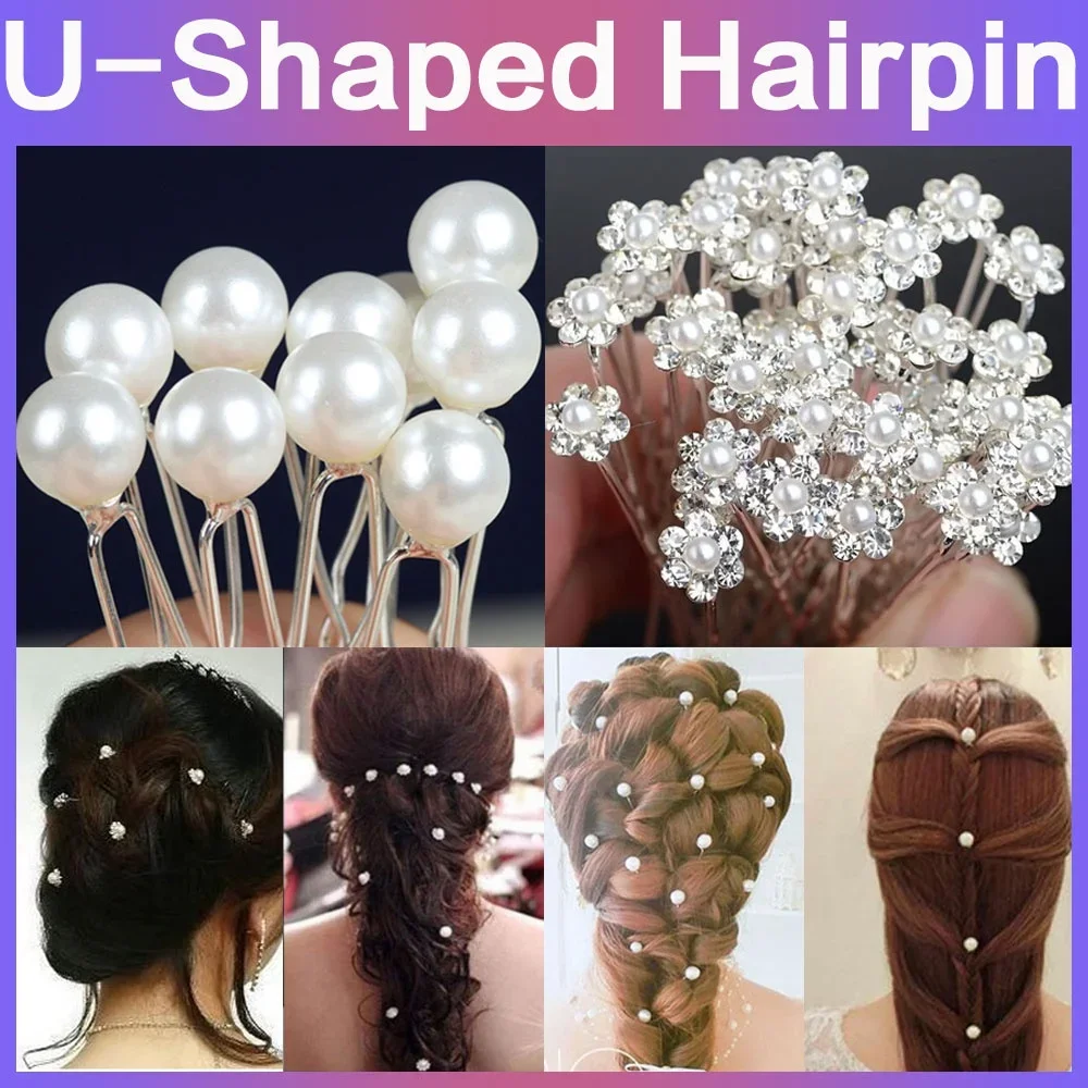 NEW Fashion Wedding Bridal Pearl Flower Clear Crystal Rhinestone Hair Pins Clips Bridesmaid Hair Wear Jewelry Hair Accessories