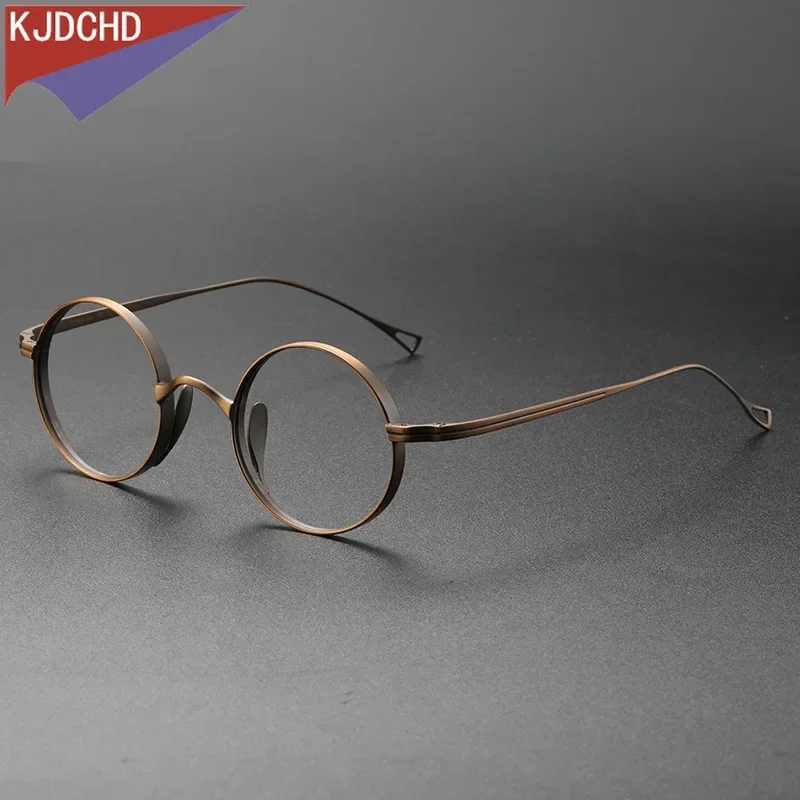 موضة صغيرة الحجم النظارات الرجعية التيتانيوم النقي النظارات المستديرة مريحة وصفة طبية إطار نظارات الرجال النساء 10518 #3