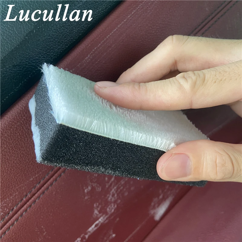 Lucullan Interior Scrubbing Pad White Side Bristle-Like Fibers and Black Handle Rough Scouring Sponge