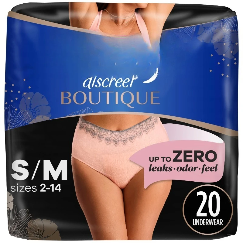 

Discreet Boutique Incontinence Underwear, Maximum Protection, S/M, Rosy, 20 Ct