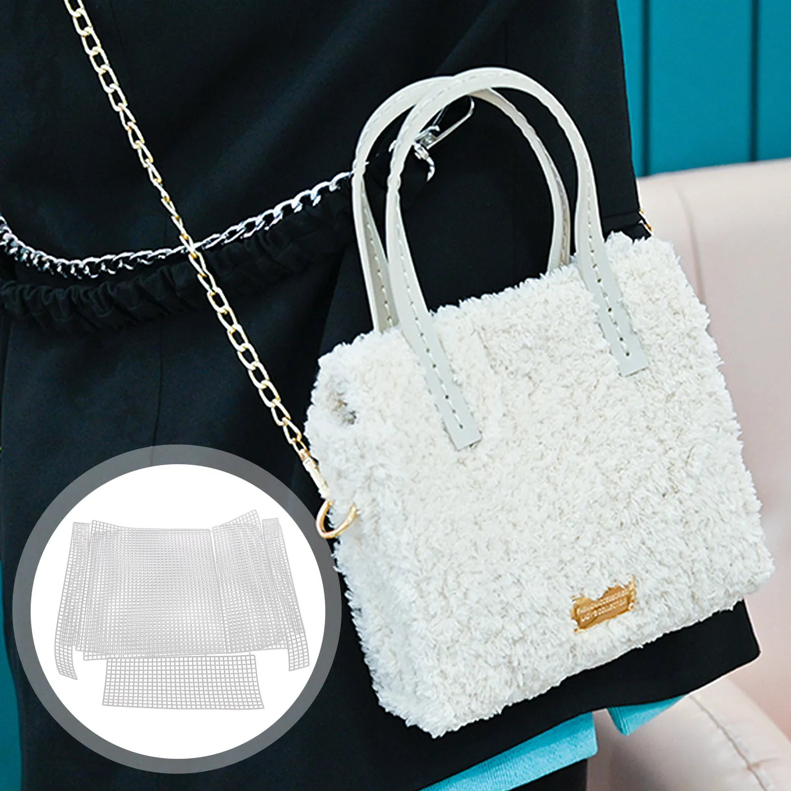 

2 set 2 Sets Plastic Crochet Bag Making Plate Bendable Diy Grid Sheet For Knitting Weaving Handbag Crafting Bag Diy Sheets