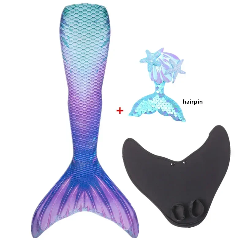 2024 Girls Little mermaid Tails Can Add Monofin Swimming Tail For Kids Adults Summer Dress Swimmable Suit Costume