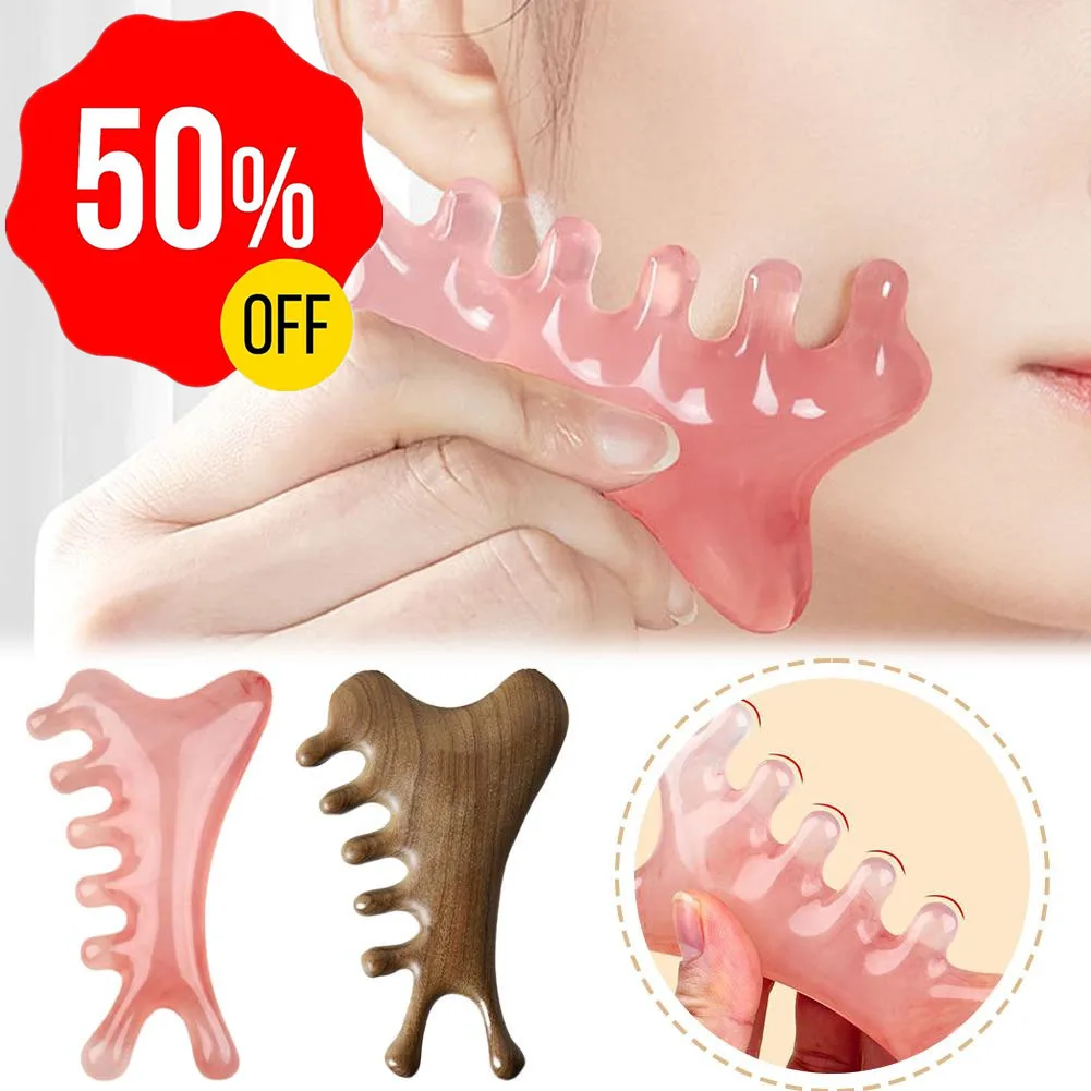 

Многофункциональная массажная расческа 4-в-1, меридианная расческа, скребковая головка для вытягивания мышц лица, акупунктурный массажер для лица, инструмент