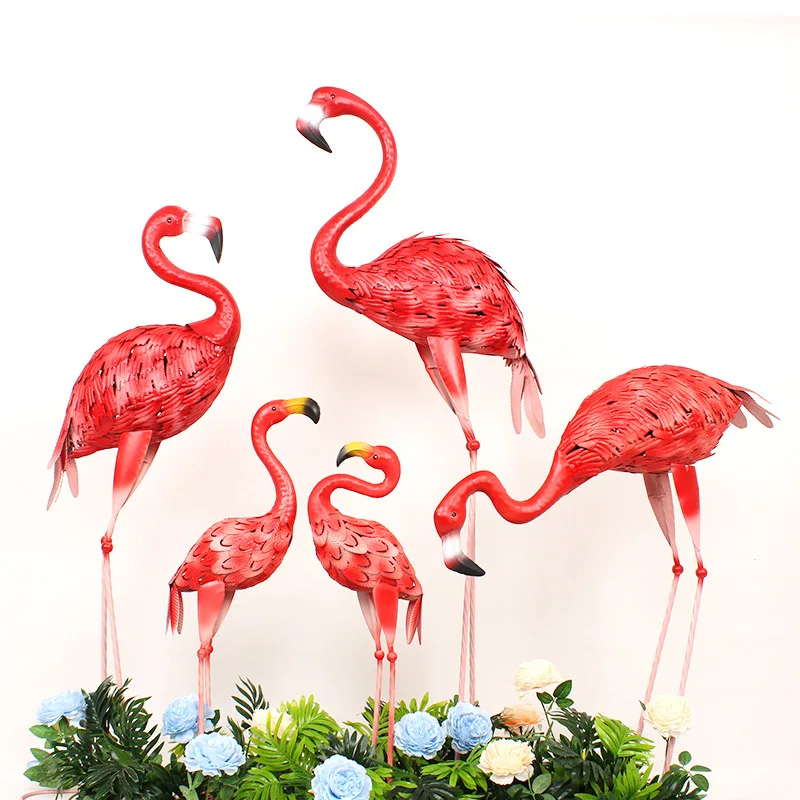 4KRZ Wedding Wrought Iron Flamingo Ornaments Window Decoration Courtyard Villa Outdoor Mall Floor Ornaments Garden Moving