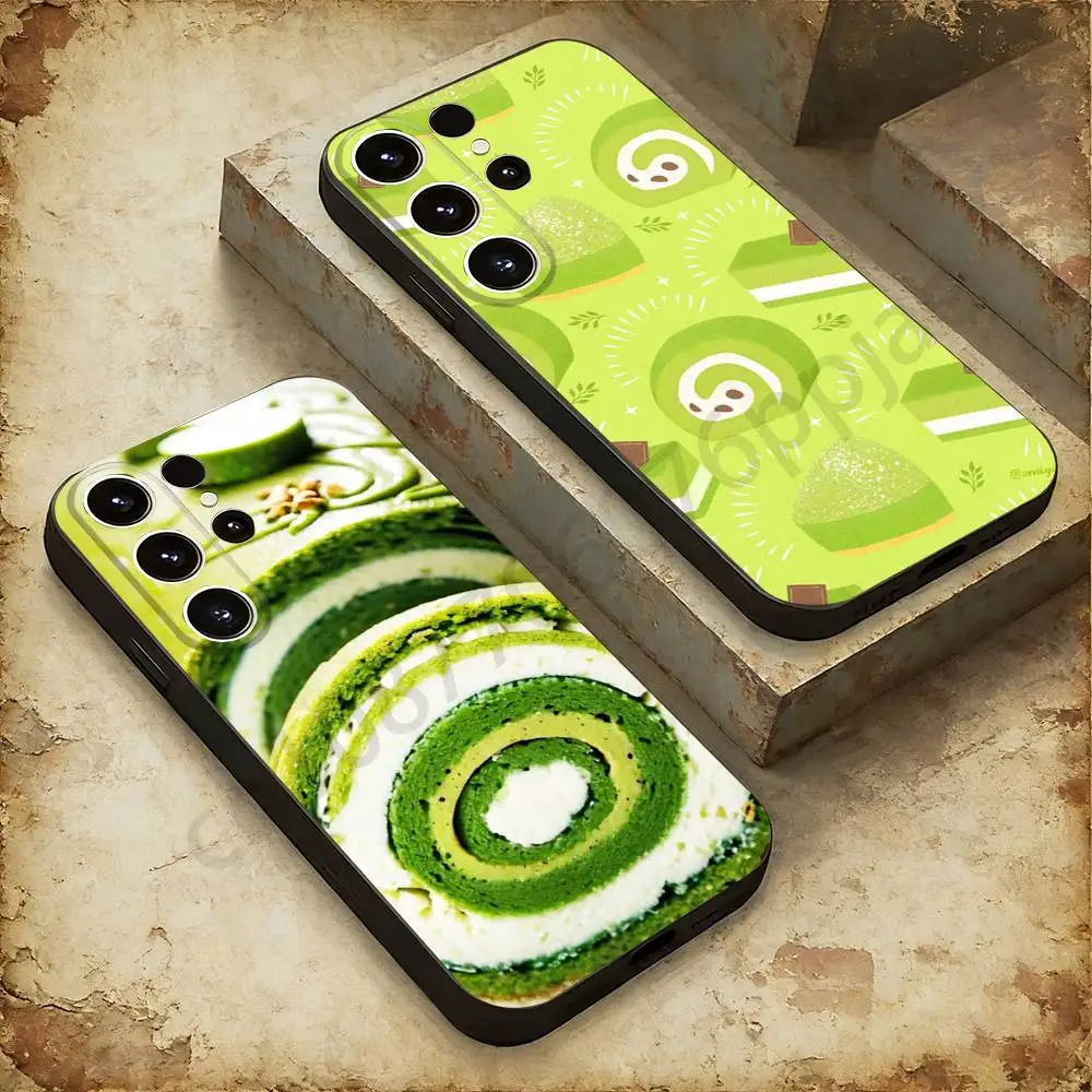 

Matcha Cake Phone case For Samsung Galaxy A53,51,72,73,31,30,42 Soft Silicone Black Cover