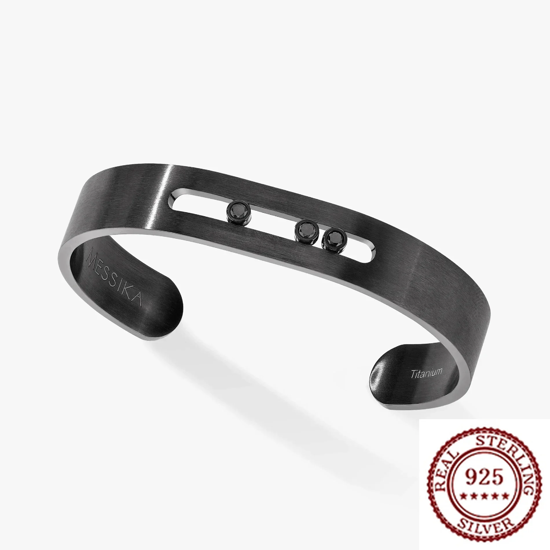 

MOVE Thick Titanium Bracelet for Men, 925 Sterling Silver, Unique Fashion, European and American, New, 2024