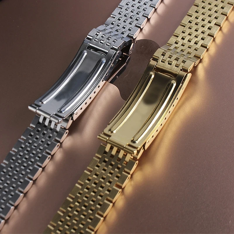 Watch Accessories Band Bead of Rice Watch Strap For Omega Seamaster watchband Curved End Stainless Steel Bracelet 18mm 19mm 20mm