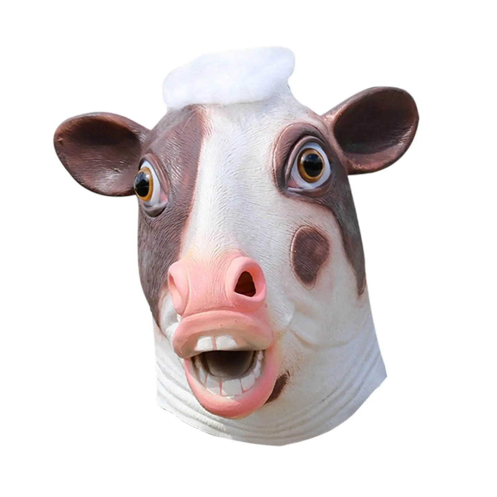 Masque de vache d'Halloween, masque de tête d'animal réaliste et léger, pour cosplay, fête, performance, déguisement