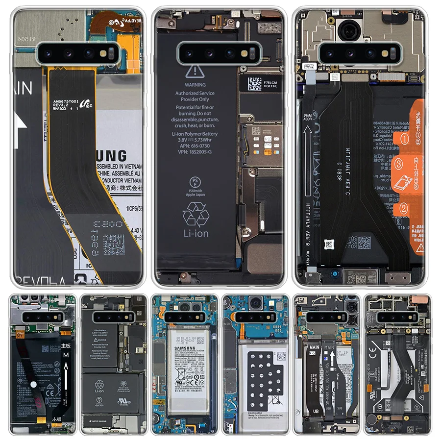 Motherboard Circuit Inside Electronics Silicon Call Phone Case For Samsung Galaxy S23 S24 Ultra S21 S20 FE S22 S10 Plus S10E S9